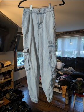 Ardene Light Blue Men's Cargo Shorts with Flap Pockets